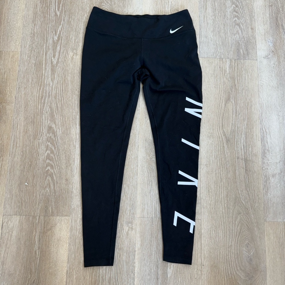 Black Leggings with White Nike Logo